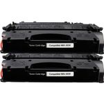 2 Pack HP 05X Black Compatible High-Yield Toner Cartridge (CE505X)