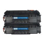 2 Pack HP 53A Black Compatible Toner Cartridge (Q7553A)