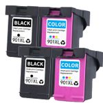 4 Pack HP 901 XL High Yield Remanufactured Ink Cartridges