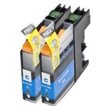 2 Pack Brother LC125C Cyan Compatible Super High-Yield Ink Cartridges