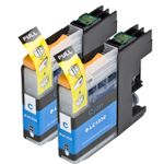 2 Pack Brother LC123 / LC121 Cyan Compatible High-Yield Ink Cartridges