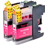 2 Pack Brother LC225M Magenta Compatible Super High-Yield Ink Cartridges