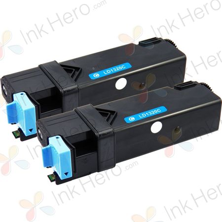 2 Pack Dell 593-10259 Cyan High-Yield Compatible Toner Cartridges (KU051)