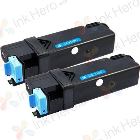 Dell 593-10313 / 593-10321 Cyan Compatible High-Yield Toner Cartridges 2-Pack (FM065)