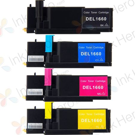 4 Pack Dell C1660W Compatible Toner Cartridges