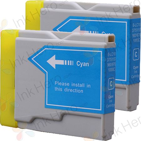 2 Pack Brother LC1000C Cyan Compatible Ink Cartridges