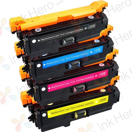 4 Pack HP 504A Remanufactured Toner Cartridges