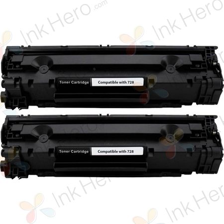 2 Pack Canon 728 Black Compatible Toner Cartridges