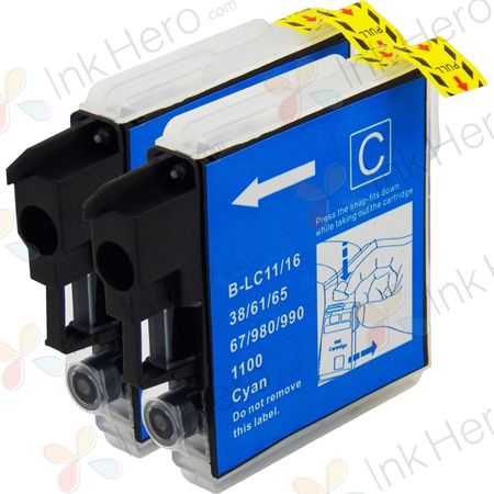 2 Pack Brother LC980C Cyan Compatible Ink Cartridges