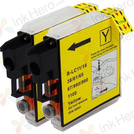 2 Pack Brother LC1100Y Yellow Compatible Ink Cartridges