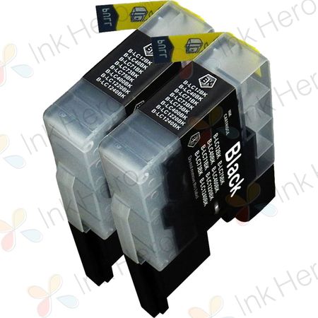 2 Pack Brother LC1240BK Black Compatible High-Yield Ink Cartridges (Replaces LC1220BK)