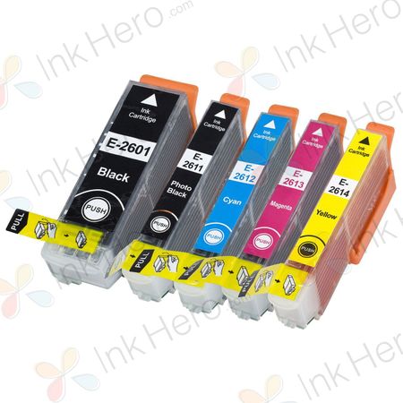 5 Pack Compatible Epson 26XL High Yield Printer Ink Cartridges