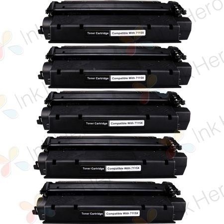 5 Pack HP 15X Black Compatible High-Yield Toner Cartridge (C7115X)