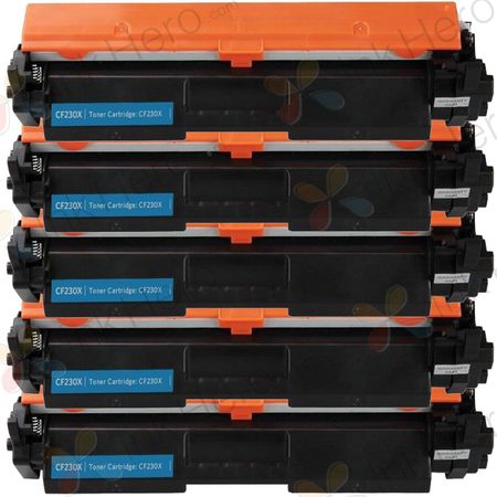 5 Pack HP 30X Black Compatible High-Yield Toner Cartridge (CF230X)