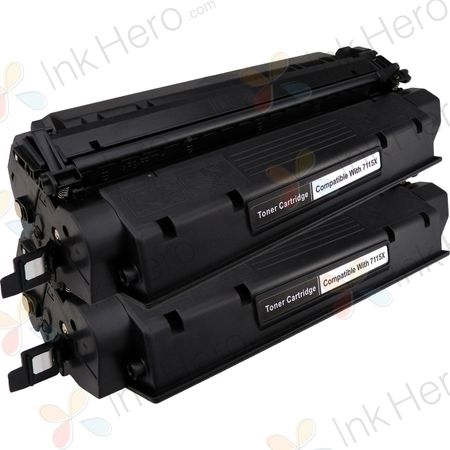 2 Pack HP 15X Black Compatible High-Yield Toner Cartridge (C7115X)