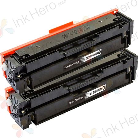 2 Pack HP 201X / CF400X Black Compatible High-Yield Toner Cartridge (Replaces 201A / CF400A)