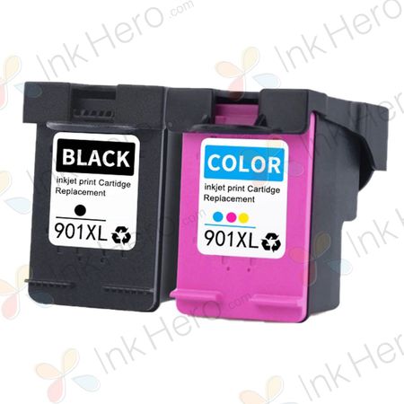 2 Pack HP 901 XL High Yield Remanufactured Ink Cartridges