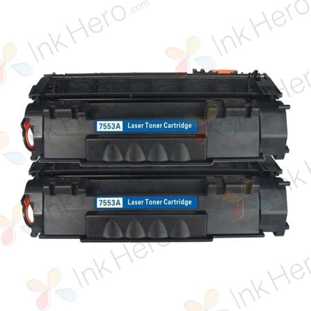 2 Pack HP 53A Black Compatible Toner Cartridge (Q7553A)