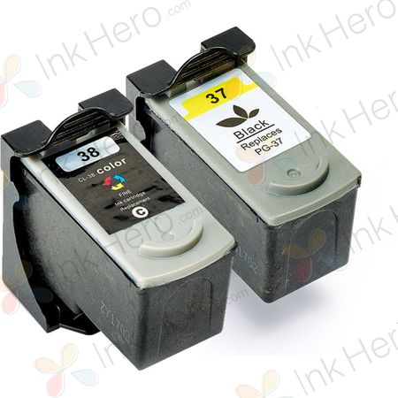 2 Pack Canon PG-37 / CLI-38 Remanufactured Ink Cartridges