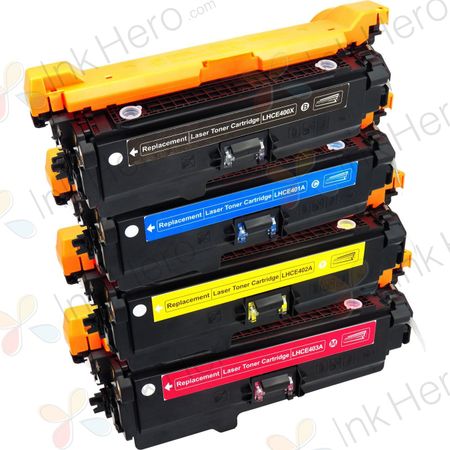 4 Pack HP 507X / HP 507A Compatible High-Yield Toner Cartridges