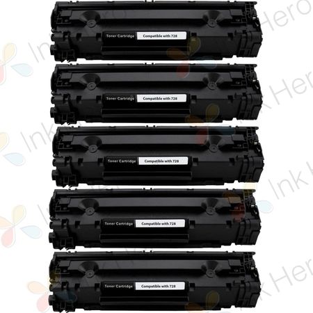 5 Pack Canon 728 Black Compatible Toner Cartridges