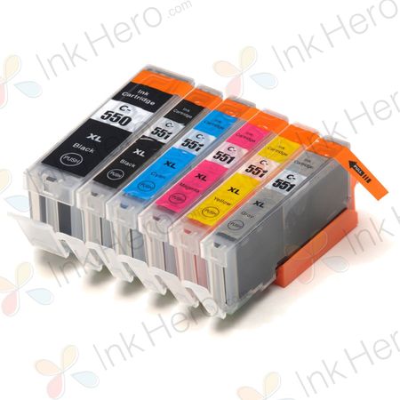 6 Pack Canon PGI-550XL & CLI-551XL Compatible High-Yield Ink Cartridges