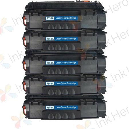 5 Pack HP 53A Black Compatible Toner Cartridge (Q7553A)