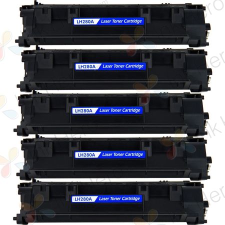 5 Pack HP 80A Black Compatible Toner Cartridge (CF280A)