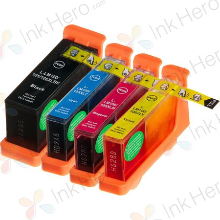 4 Pack Lexmark 100XL Remanufactured High-Yield Ink Cartridges