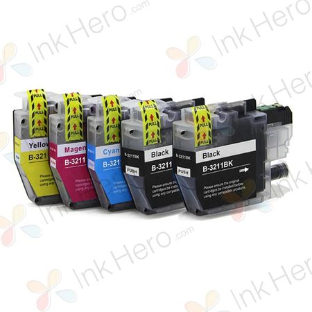 5 Pack Brother LC3211 Compatible High-Yield Ink Cartridges