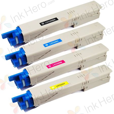 4 Pack Compatible Oki C3300, C3400, C3600 Toner Cartridges