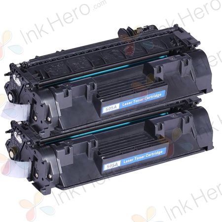 2 Pack HP 05A Black Compatible LaserJet Toner Cartridge (CE505A)