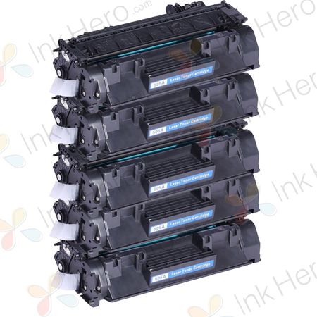 5 Pack HP 05A Black Compatible LaserJet Toner Cartridge (CE505A)