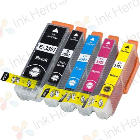 5 Pack Compatible Epson 33XL High Yield Printer Ink Cartridges