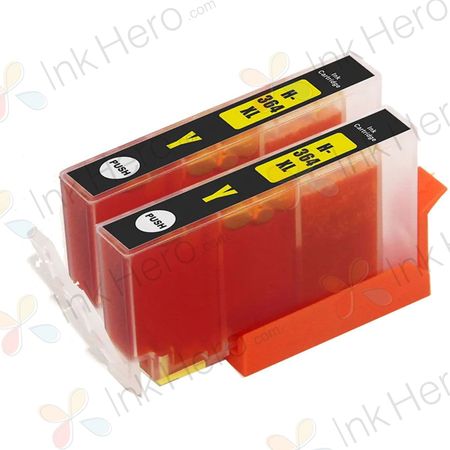 2 Pack HP 364XL Yellow High-Yield Compatible Ink Cartridges (CB325EE)