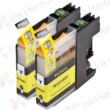 2 Pack Brother LC123 / LC121 Yellow Compatible High-Yield Ink Cartridges