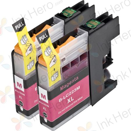 2 Pack Brother LC223 Magenta Compatible High-Yield Ink Cartridges (Replaces LC221)