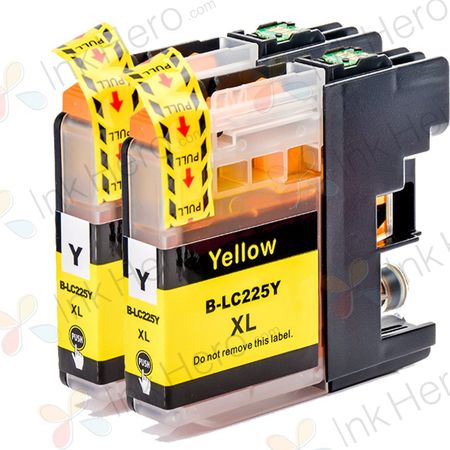 2 Pack Brother LC225Y Yellow Compatible Super High-Yield Ink Cartridges