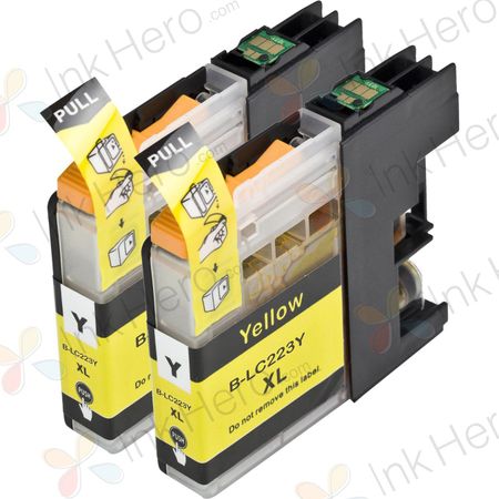 2 Pack Brother LC223 Ink - Yellow Compatible High-Yield Cartridges (Replaces LC221)