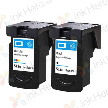 2 Pack Canon PG-512 / CLI-513 Remanufactured Ink Cartridges